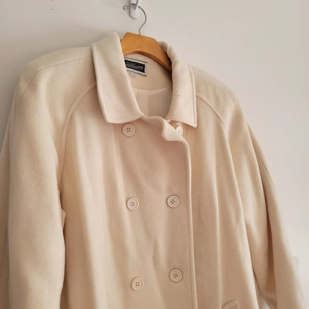 Vintage 60s Miss Abbmoor High Quality Wool Double Breasted Coat Cream XL- XXL